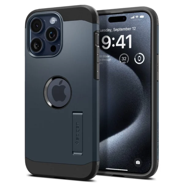 Spigen Tough Armor MagSafe iPhone 15 Pro Case - Black Metaleng