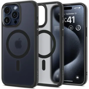 Spigen Ultra Hybrid Mag Case with MagSafe for iPhone 15 Pro Max - Clear Blackeng