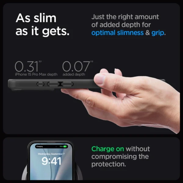 Spigen Ultra Hybrid Mag Case with MagSafe for iPhone 15 Pro Max - Clear Blackeng