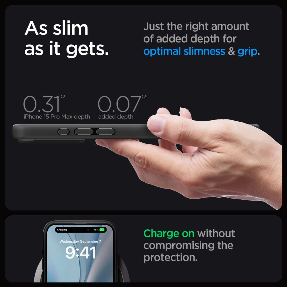 Spigen Ultra Hybrid Mag Case with MagSafe for iPhone 15 Pro Max - Clear Blackeng
