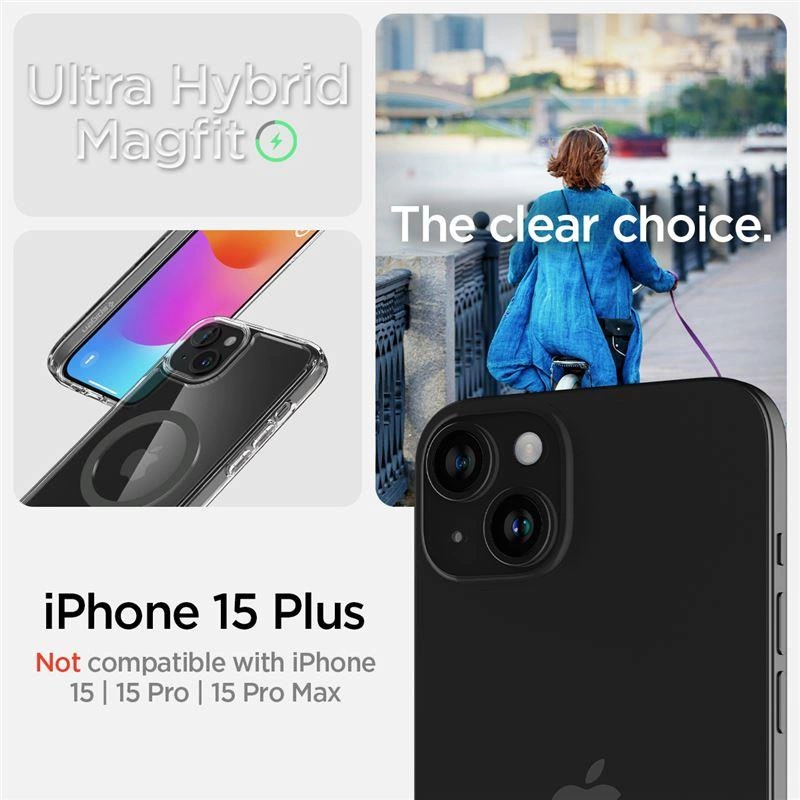 Spigen Ultra Hybrid MagSafe case for iPhone 15 Plus - graphiteeng