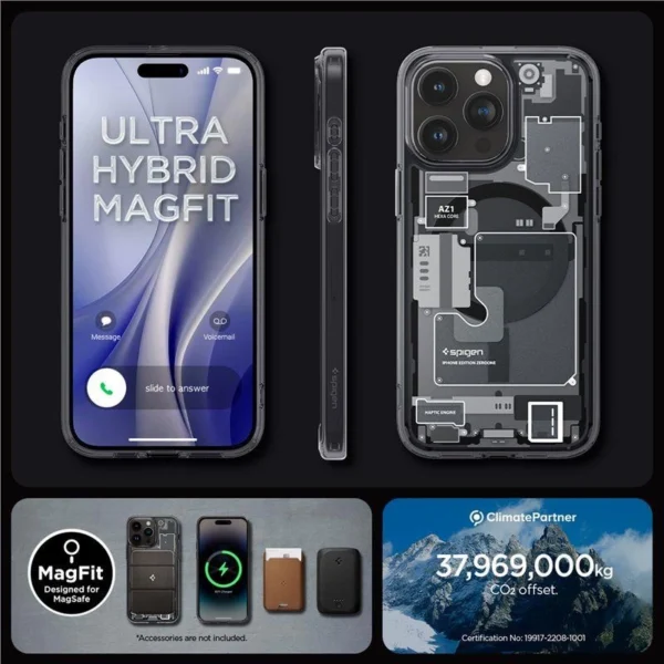 Spigen Ultra Hybrid Mag Case with MagSafe for iPhone 15 Pro - Dark Gray (Zero One Pattern)eng