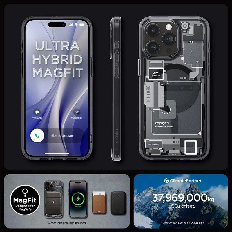 Spigen Ultra Hybrid Mag Case with MagSafe for iPhone 15 Pro - Dark Gray (Zero One Pattern)eng