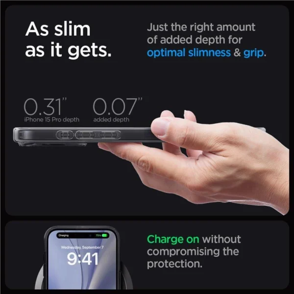 Spigen Ultra Hybrid Mag Case with MagSafe for iPhone 15 Pro - Dark Gray (Zero One Pattern)eng