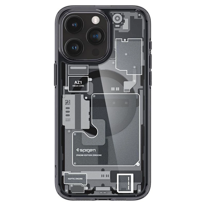 Spigen Ultra Hybrid Mag Case with MagSafe for iPhone 15 Pro Max - Dark Gray (Zero One Pattern)eng