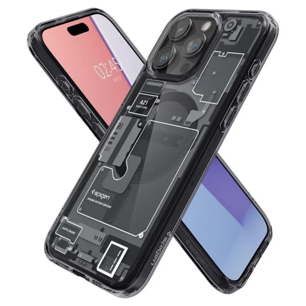 Spigen Ultra Hybrid Mag Case with MagSafe for iPhone 15 Pro Max - Dark Gray (Zero One Pattern)eng
