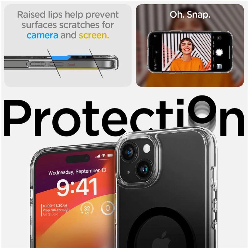 Spigen Ultra Hybrid S MagSafe Case with Stand for iPhone 15 Plus - Blackeng