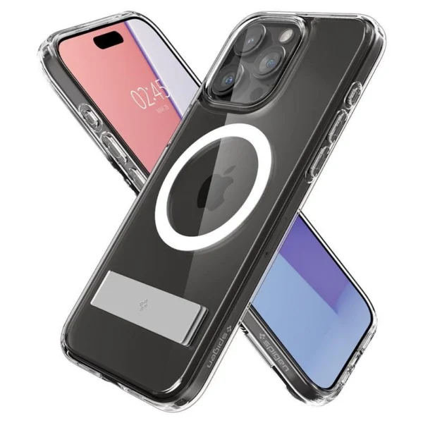 Spigen Ultra Hybrid S MagSafe Case with Stand for iPhone 15 Pro - Transparenteng
