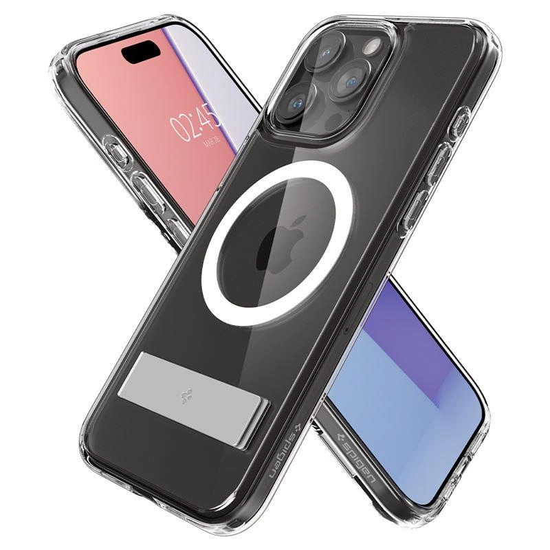 Spigen Ultra Hybrid S MagSafe Case with Stand for iPhone 15 Pro - Transparenteng