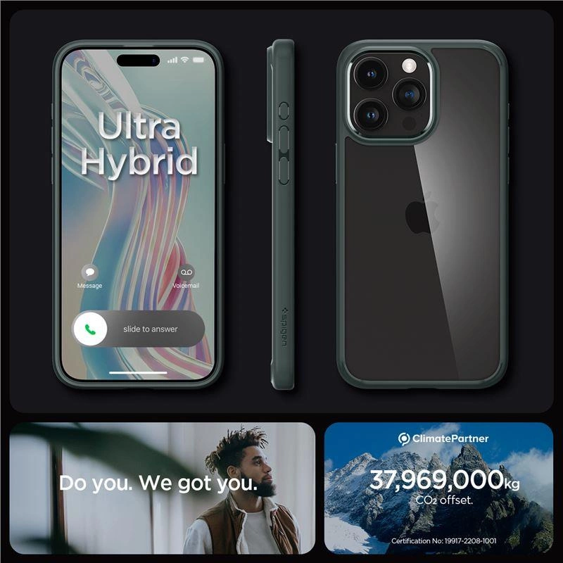 Spigen Ultra Hybrid iPhone 15 Pro Max Case - Dark Greeneng