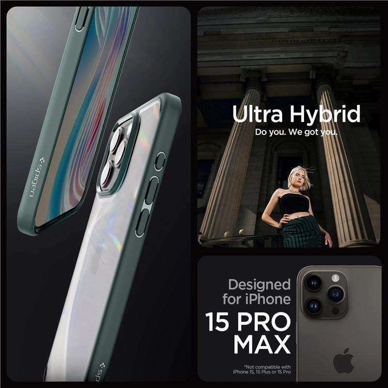 Spigen Ultra Hybrid iPhone 15 Pro Max Case - Dark Greeneng