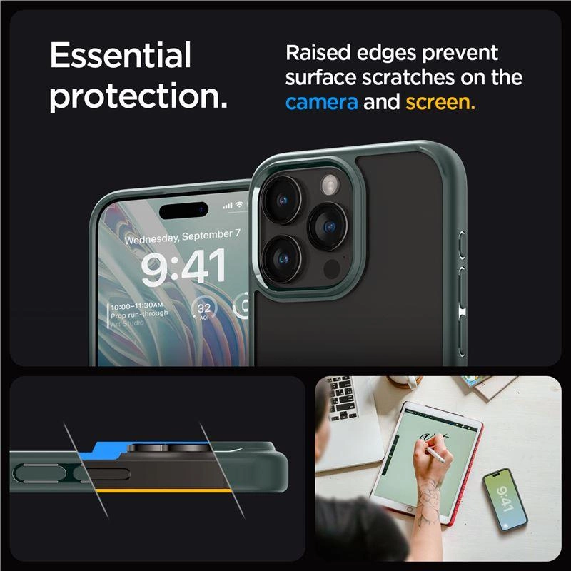 Spigen Ultra Hybrid iPhone 15 Pro Max Case - Dark Greeneng