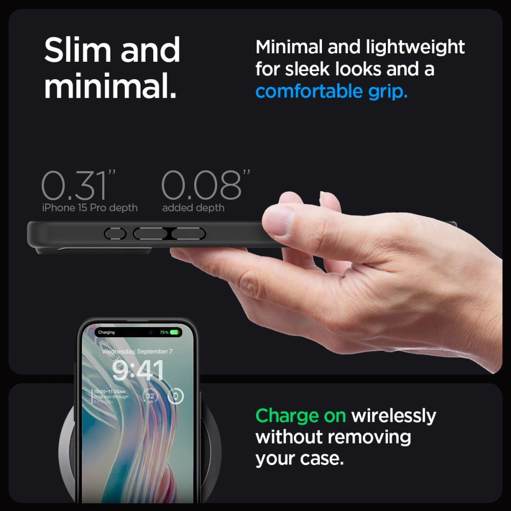 Spigen Ultra Hybrid iPhone 15 Pro Case - Clear Blackeng