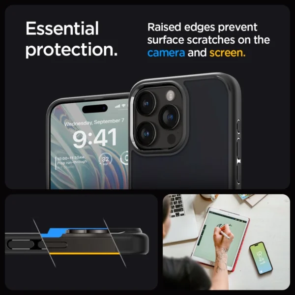 Spigen Ultra Hybrid iPhone 15 Pro Case - Clear Blackeng