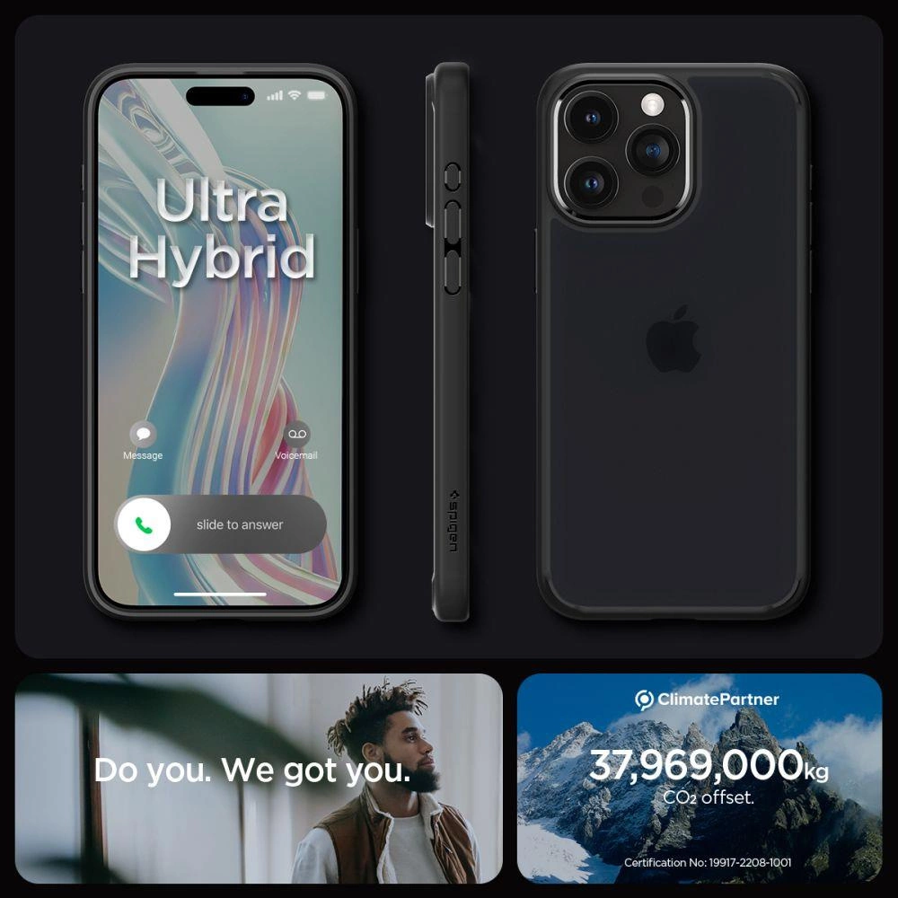 Spigen Ultra Hybrid iPhone 15 Pro Case - Clear Blackeng