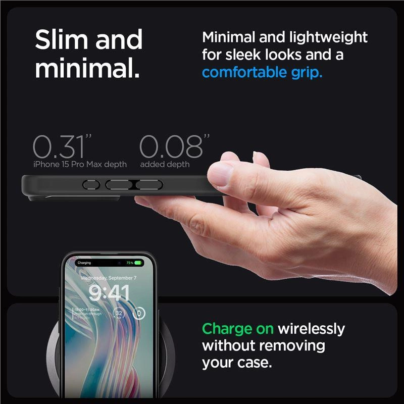 Spigen Ultra Hybrid iPhone 15 Pro Max Case - Clear Blackeng