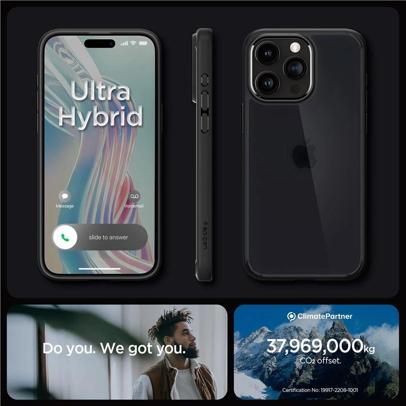 Spigen Ultra Hybrid iPhone 15 Pro Max Case - Clear Blackeng