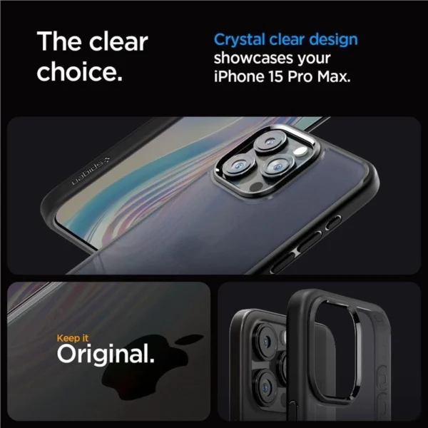 Spigen Ultra Hybrid iPhone 15 Pro Max Case - Clear Blackeng