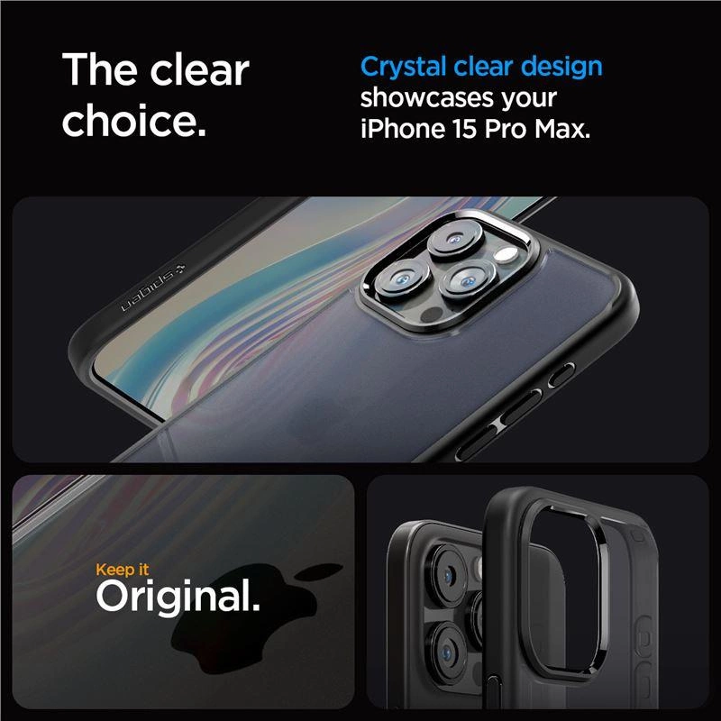 Spigen Ultra Hybrid iPhone 15 Pro Max Case - Clear Blackeng
