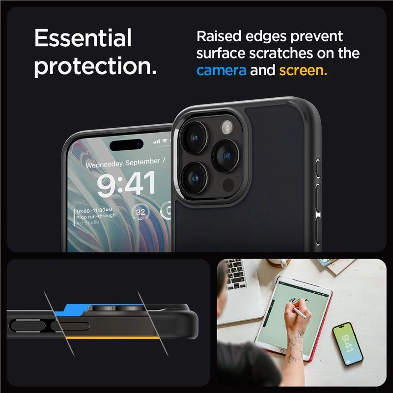 Spigen Ultra Hybrid iPhone 15 Pro Max Case - Clear Blackeng