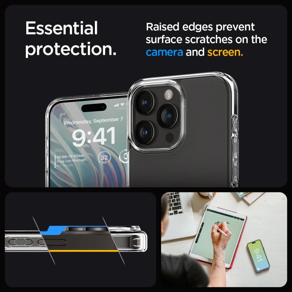 Spigen Ultra Hybrid iPhone 15 Pro Case - Clear Matteeng