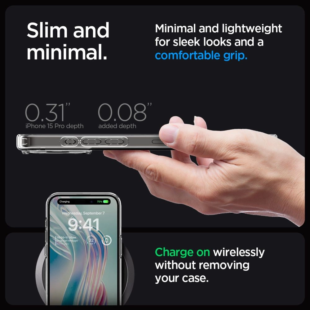 Spigen Ultra Hybrid iPhone 15 Pro Case - Clear Matteeng