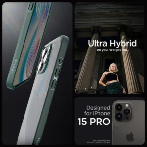Spigen Ultra Hybrid iPhone 15 Pro Case - Dark Greeneng