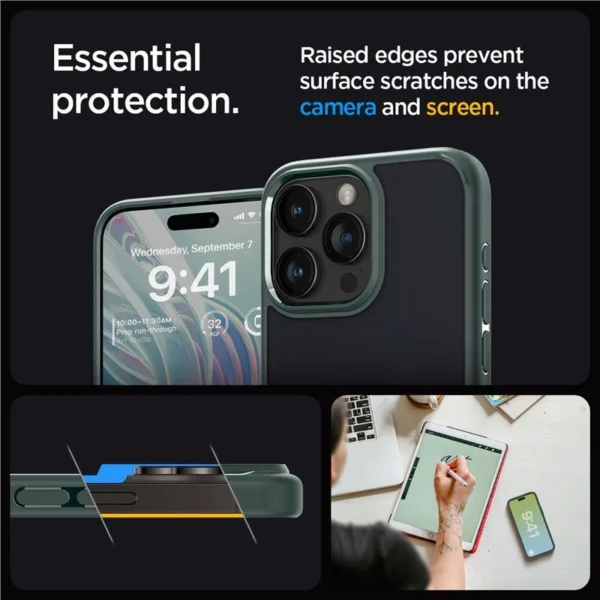 Spigen Ultra Hybrid iPhone 15 Pro Case - Dark Greeneng