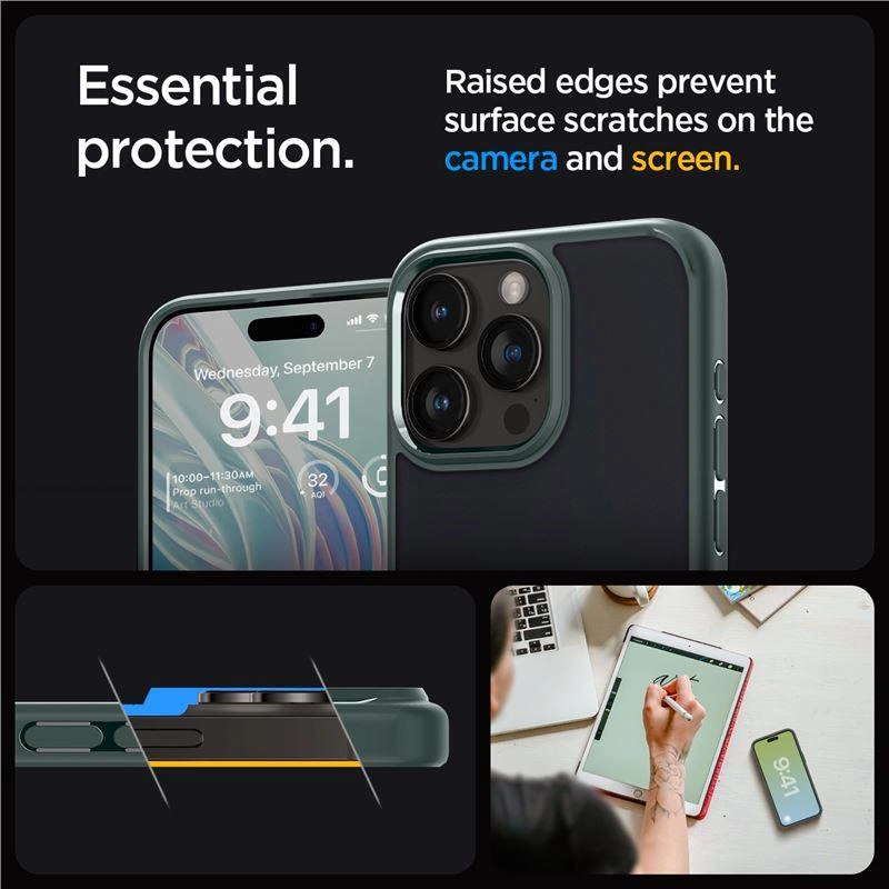 Spigen Ultra Hybrid iPhone 15 Pro Case - Dark Greeneng