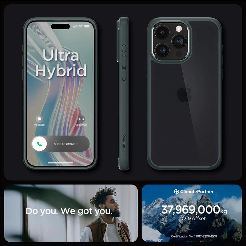 Spigen Ultra Hybrid iPhone 15 Pro Case - Dark Greeneng