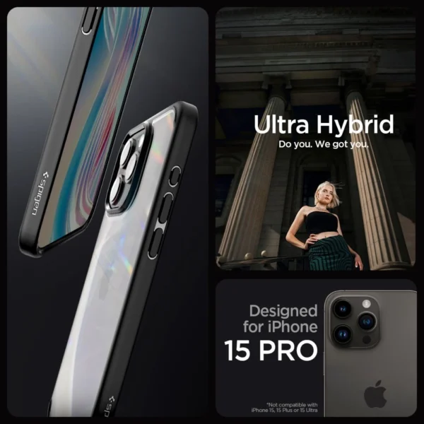 Spigen Ultra Hybrid iPhone 15 Pro Case - Matte Blackeng