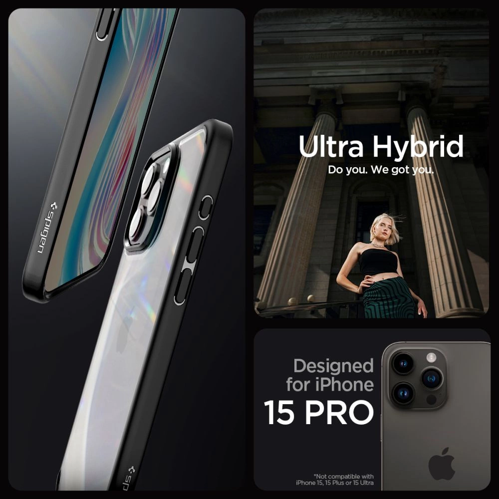 Spigen Ultra Hybrid iPhone 15 Pro Case - Matte Blackeng