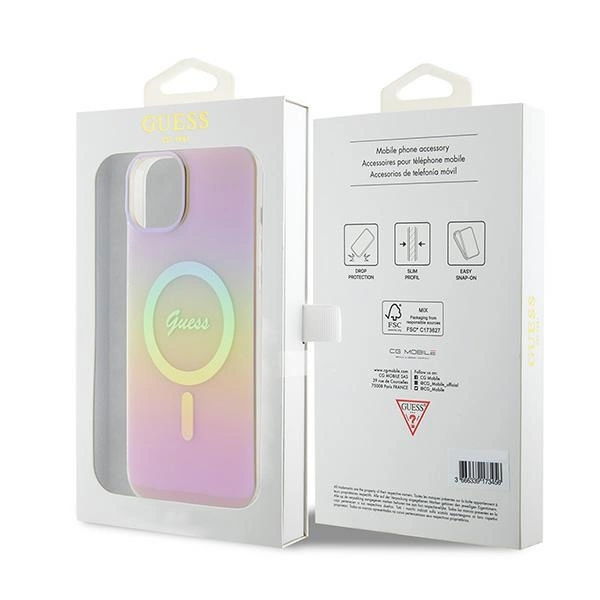 Guess GUHMP15MHITSP iPhone 15 Plus 6.7" pink/pink hardcase IML Iridescent MagSafeeng