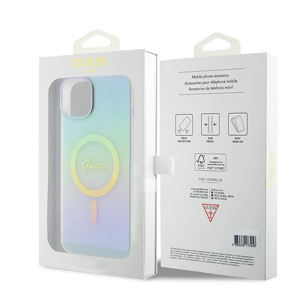 Guess GUHMP15MHITSQ iPhone 15 Plus 6.7" turquoise/turquoise hardcase IML Iridescent MagSafeeng