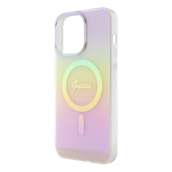 Guess GUHMP15XHITSP iPhone 15 Pro Max 6.7" pink/pink hardcase IML Iridescent MagSafeeng