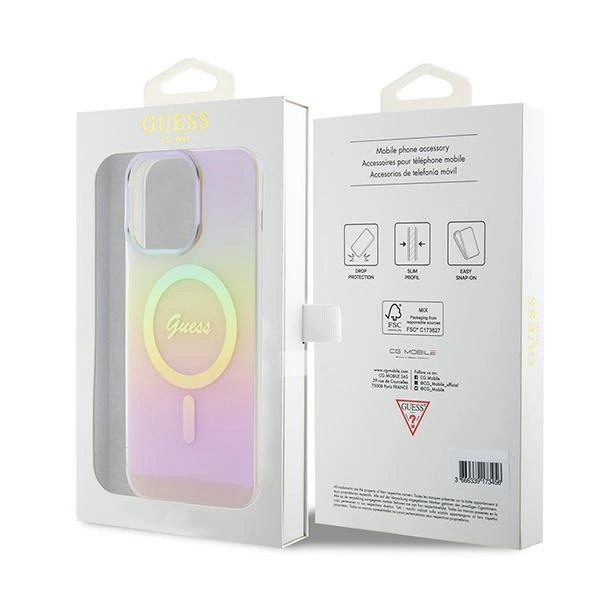 Guess GUHMP15XHITSP iPhone 15 Pro Max 6.7" pink/pink hardcase IML Iridescent MagSafeeng