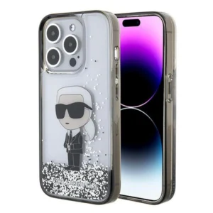 Karl Lagerfeld Liquid Glitter Ikonik case for iPhone 15 Pro - transparenteng