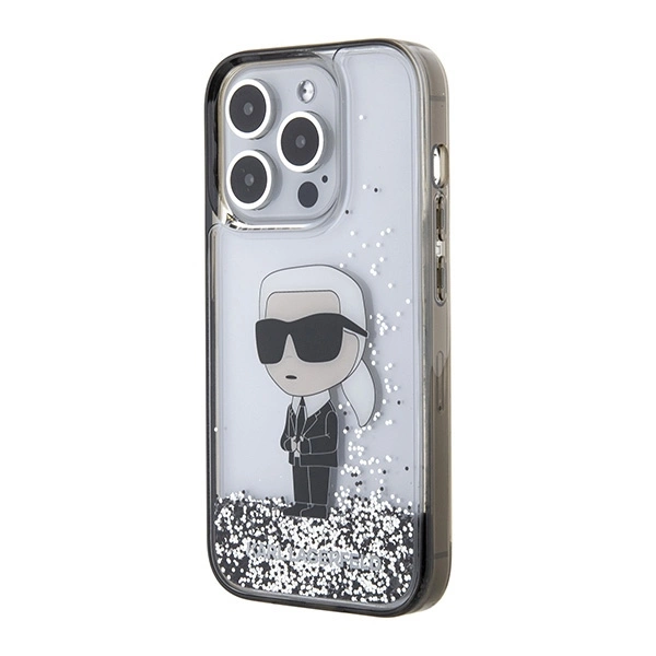 Karl Lagerfeld Liquid Glitter Ikonik case for iPhone 15 Pro - transparenteng