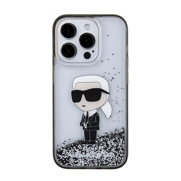 Karl Lagerfeld Liquid Glitter Ikonik case for iPhone 15 Pro - transparenteng