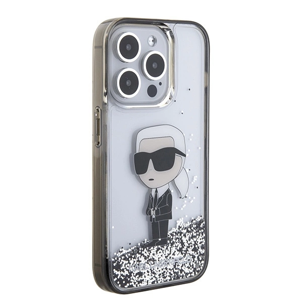 Karl Lagerfeld Liquid Glitter Ikonik case for iPhone 15 Pro - transparenteng