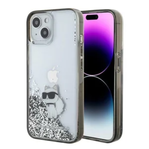 Karl Lagerfeld Liquid Glitter Choupette case for iPhone 15 - transparenteng