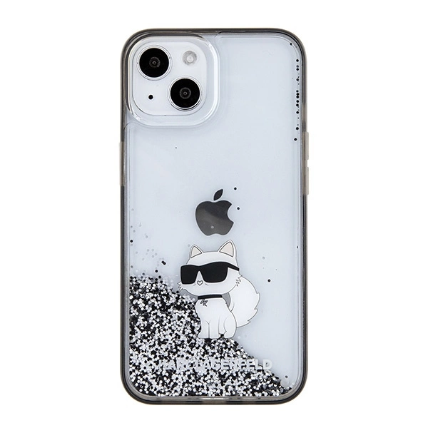 Karl Lagerfeld Liquid Glitter Choupette case for iPhone 15 - transparenteng