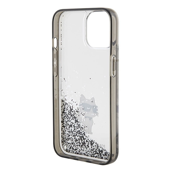 Karl Lagerfeld Liquid Glitter Choupette case for iPhone 15 - transparenteng