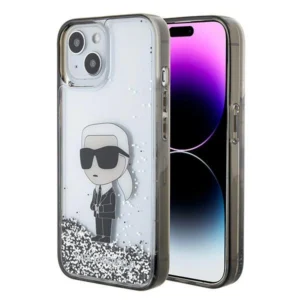 Karl Lagerfeld KLHCP15SLKKNSK iPhone 15 6.1" transparent hardcase Liquid Glitter Ikonikeng