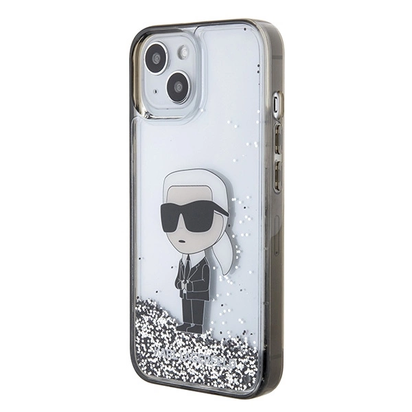 Karl Lagerfeld KLHCP15SLKKNSK iPhone 15 6.1" transparent hardcase Liquid Glitter Ikonikeng