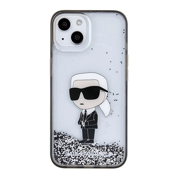Karl Lagerfeld KLHCP15SLKKNSK iPhone 15 6.1" transparent hardcase Liquid Glitter Ikonikeng