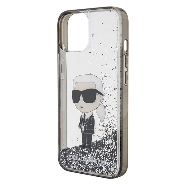 Karl Lagerfeld KLHCP15SLKKNSK iPhone 15 6.1" transparent hardcase Liquid Glitter Ikonikeng