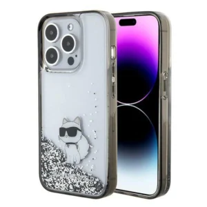 Karl Lagerfeld Liquid Glitter Choupette case for iPhone 15 Pro Max - transparenteng
