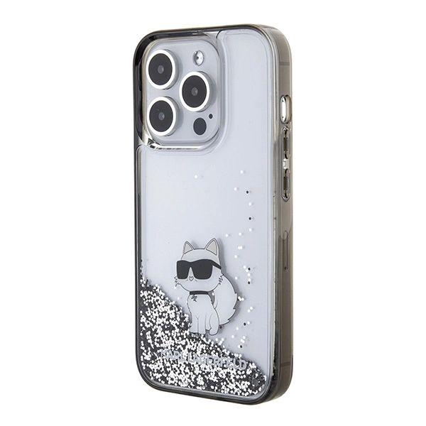 Karl Lagerfeld Liquid Glitter Choupette case for iPhone 15 Pro Max - transparenteng
