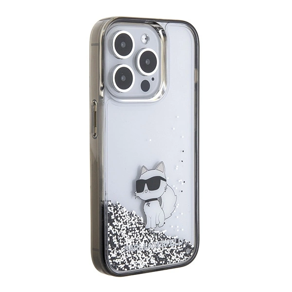 Karl Lagerfeld Liquid Glitter Choupette case for iPhone 15 Pro Max - transparenteng